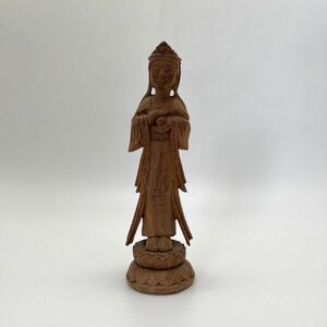 fl50502 救世観音菩薩像 木彫 彫刻 木彫り 仏教 美術 郷土美術 置物 仏像 高さ約21.5㎝ 法隆寺