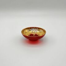 fl50521 ベネチアンガラス 金彩 フラワー 盃 赤 ベネチア ガラス工芸品 絵付け 直径約9.5㎝_画像1
