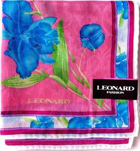 ■ LEONARD レオナール ハンカチ スカーフ フラワー ピンクグラデーション透かし織 未使用