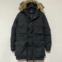 美品 ポロ ラルフローレン N-3B ダウン ファー ジャケット コート S polo Ralph Lauren ブラック black down jacket_画像1