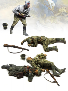 【スケール 1/35】 樹脂 レジン フィギュア キット WW2 負傷軍人 ４体セット 兵士 負傷兵 未塗装 未組み立て