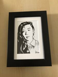 Art hand Auction kj ★Framed item★ Yumi Matsutoya Hisashi Eguchi Valuable illustration L size framed Poster style design Yumin Caricature Cartoon Printed sign, antique, collection, printed matter, others