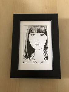 Art hand Auction kj ★額装品★ 江口寿史 吉岡里帆 貴重イラスト Lサイズ額入り ポスター風デザイン 似顔絵 漫画 女優 映画, アンティーク, コレクション, 印刷物, その他