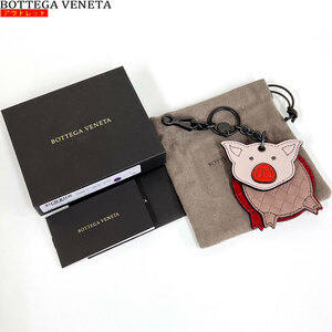 【72874BS】未使用・処分品　BOTTEGA VENETA ボッテガヴェネタ　ブタ　バッグチャーム　550012 V0EKC 8727　ピンク×レッド　キーリング