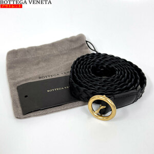 【72885BS】未使用・処分品　BOTTEGA VENETA ボッテガヴェネタ　イントレチャート　ベルト　L　577044 VO0BG 8648　レディース　ブラック