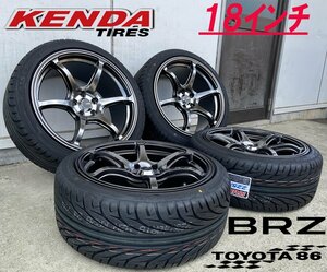 新品4本set 86 BRZ タイヤホイールセット 18インチ Acht-6 クロニウムブラック KENDA KR20 F: 225/40R18 R: 235/40R18