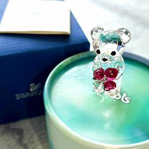 スワロフスキー クリスベア バラ 薔薇 クマ 熊 動物 リボン クリスタル 置物 SWAROVSKI