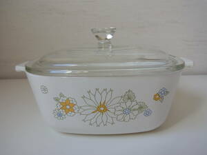 コーニングウェア　フローラルブーケ　ソースパン　両手鍋　蓋付　パイレックス　CORNING WARE　アメリカ製　1 1/2QT.　花柄　ヴィンテージ