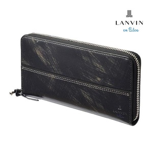 LANVIN en Bleu ランバンオンブルー 牛革 長財布 ラウンドファスナー 多収納 ブラック ※他にも出品中です♪ LA15047