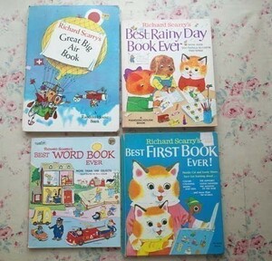 41473/洋書絵本 リチャード・スケアリー 4冊セット Richard Scarry 1960-1970年代発行 Best Word Book Best Rainy Day Book Ever