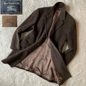 超美品 24万超 アンゴラ バーバリー ヘリンボーン 裏地ホース刺繍 チェスターコート Ｌ 茶 BURBERRY アウター ブルゾン ジャケット