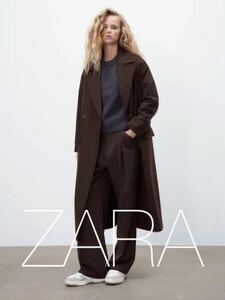 ZARA ザラ M ウールブレンド ロングコート ブラウン