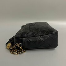 1円 極 美品 カード シールあり 2番台 CHANEL シャネル ラムスキン マトラッセ フリンジ タッセル チェーン ショルダーバッグ 黒 32337_画像5