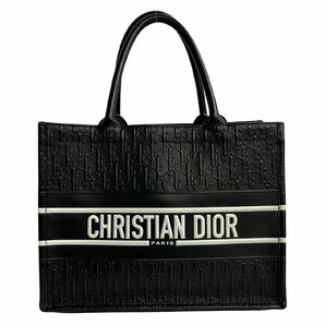 極 美品 Christian Dior ディオール オブリーク ブックトート トロッター ロゴ レザー 本革 トートバッグ A4収納可 ブラック 0mni238-9の画像1