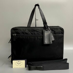 1円 PRADA プラダ 三角ロゴ ナイロン サフィアーノ レザー 2way ハンドバッグ ビジネスバッグ ショルダーバッグ A4収納可 91399