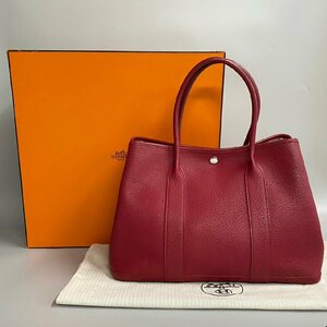 1円 極 美品 箱 袋付き □O刻印 HERMES エルメス ガーデンパーティ PM ネゴンダ トートバッグ ハンドバッグ A4収納可 ピンク 19332