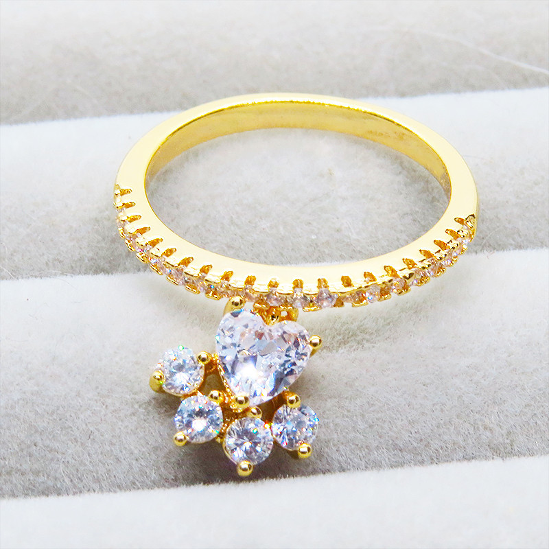 18KGP Paw Motif Simple and Cute Eternity Ring Cubic Zirconia Size 13 Cat Dog, Handmade, Accessories (for women), others