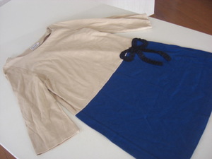  beautiful goods Anatelier ribbon switch . One-piece beige × blue 38