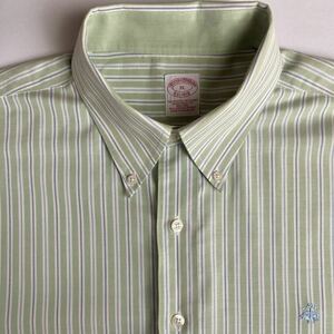 ブルックスブラザーズ☆メンズ長袖シャツ☆NON-IRON 生地☆緑・青・白色☆サイズUSA XL