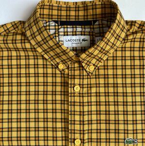 [ прекрасный товар ] Lacoste * мужской рубашка с длинным рукавом * желтый * чёрный * белый цвет * размер US S/M
