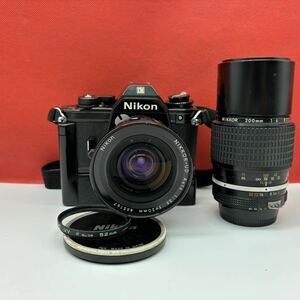 ◆ Nikon EM 一眼レフカメラ フィルムカメラ ボディ MD-E モータードライブ NIKKOR-UD Auto F3.5 20mm / NIKKOR 200mm F4 ジャンク ニコン
