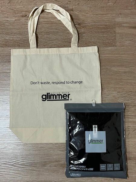 glimmer グリマー アクティブウェア ドライメッシュ ドライtシャツ 半袖 無地 黒 トートバッグ エコバッグ ノベルティ