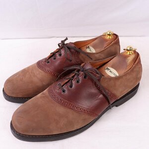 アレンエドモンズ 10 1/2 C ヌバック×レザー サドルシューズ 茶 ブラウン ALLEN EDMONDS アメリカ靴 USA製 メンズ 中古靴 古着 ds4269