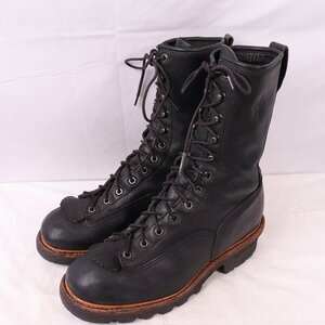 チペワ 10 1/2 M / 28.5cm 位 スチールトゥ 73090 編み上げ ワーク ロガーブーツ ブラック 黒 Chippewa レザー 本革 古着 中古 eb1153