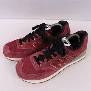 574 ニューバランス 28.0cm/new balance バーガンディ 金 ゴールド 黒 ブラック 中古 古着 メンズ スニーカー yy2829