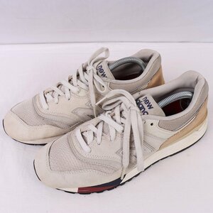 997.5 ニューバランス 26.5cm/new balance グレージュ ベージュ 紺 ネイビー エンジ 中古 古着 スニーカー メンズ yy2818