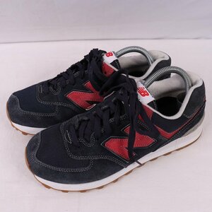 574 ニューバランス 26.5cm/new balance 紺 ネイビー 赤 レッド 灰 グレー 中古 古着 メンズ スニーカー yy2869