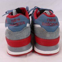 574 ニューバランス 27.5cm/new balance スモーキーブルー 赤 白 中古 古着 スニーカー メンズ yy8791_画像2