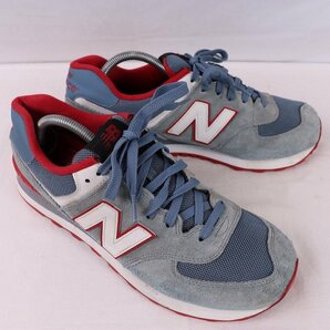 574 ニューバランス 27.5cm/new balance スモーキーブルー 赤 白 中古 古着 スニーカー メンズ yy8791の画像6