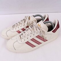 GAZELLE 'WHITE RED' 27.0cm/adidas ガゼル ガッツレー アディダス スニーカー オフホワイト バーガンディー 中古 古着 メンズ ad4804_画像1