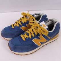 574 ニューバランス 26.5cm/new balance 青 ブルー イエロー 白 中古 古着 スニーカー メンズ yy8861_画像1