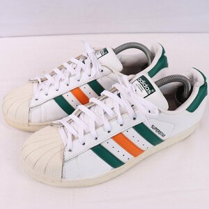 SUPERSTAR 26.0cm位/adidas スーパースター アディダス スニーカー 白 ホワイト 緑 オレンジ 中古 古着 メンズ ad4821