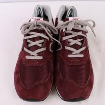 574 ニューバランス 25.0cm/new balance ワイン ボルドー グレー 中古 古着 スニーカー メンズ レディース yy8884_画像3