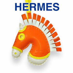 エルメス レザー ジージー カマイユ オレンジ チャーム レディース ブランド HERMES アニョーミロ バッグチャーム