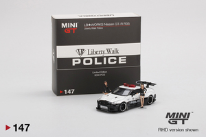 1/64 MINI-GT MGT00147-R LB★ワークス 日産 GT-R R35 パトカー フィギュア2体付 LB★WORKS Nissan LB★WORKS Police リバティーウォーク