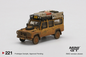 1/64 MINI-GT MGT00221-R ランドローバー ディフェンダー 1989 キャメルトロフィー優勝車 UK ウェザリング塗装 Land Rover Defender ミニGT