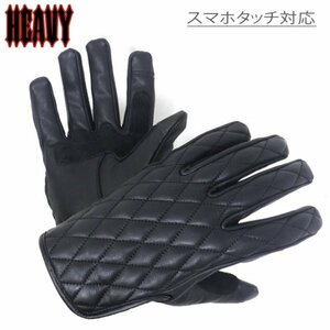  postage 0 HEAVY mountain sheep leather diamond stitch glove smartphone Touch correspondence lai DIN g glove all season for black black HGGP-05S M size 