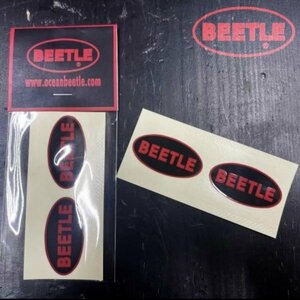 【OCEAN BEETLE】オーシャンビートル 【BLACK - BEETLE 】ブラック 楕円Logo ステッカー / バイカー バイク乗り Sticker おでこステッカー