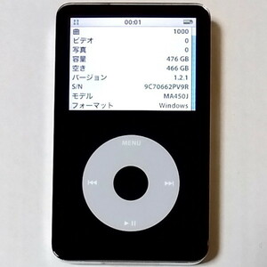 第5.5世代 iPod classic 80GB →512GB mSATA SSD 新品2450mAh特大バッテリー 長時間再生 MA450J