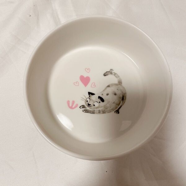 傷あり ボウル ペット用 餌やり 水やり 陶器 犬 猫 ペット 猫柄 ハート