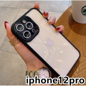 iphone12proケース カーバー レンズ保護耐衝撃 ブラック141