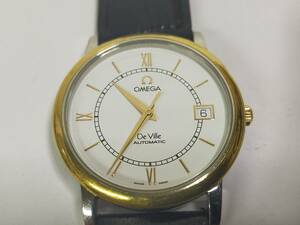 中古　OMEGA　オメガ　DeVille　デヴィル　白文字盤　自動巻き　革ベルト社外品　オートマチック　C9