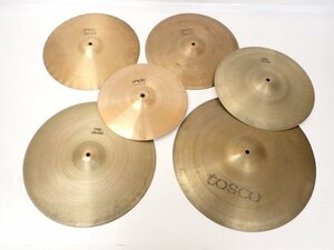 シンバル6枚セット PAISTE 2002 14 x2/DIXIE MEDIUM THIN 12/Zildjian THIN CRASH 14/16 白抜きロゴ/TOSCO HEAVY RIDE 18 □ 6D1EB-4