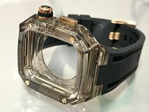 スモーク★ローズ★アップルウォッチバンド ラバーベルト カバー　Apple Watch クリア ケース 40 41 44 45mm 4ネジ_画像1