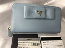 超美品PRADA プラダ 長財布 ラウンドファスナー リボン　LAGO_画像1