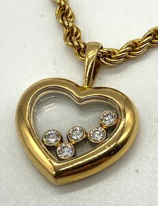 [ITJXVFOBHHN7]Chopard Chopard happy diamond Heart 5PD diamond YG 750 necklace 17.7g